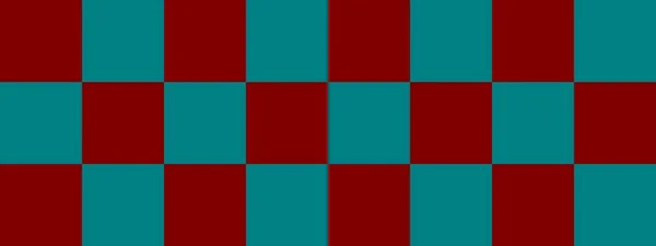 Checkerboardbanderoll Teal Och Maroon Färger Checkerboard Stora Rutor Stora Celler — Stockfoto