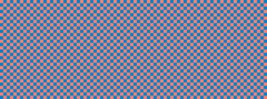 Dama pankartı. Mavi ve somon renginde dama tahtası. Küçük kareler, küçük hücreler. Satranç tahtası, dama tahtası dokusu. Kare deseni. Geçmişi. Tekrarlanabilir doku.
