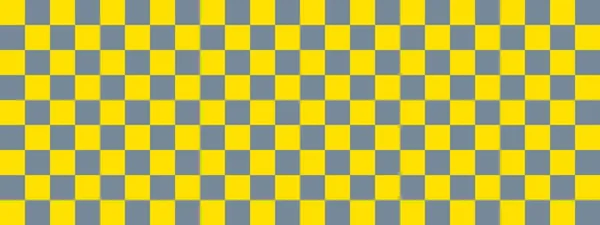 检查板横幅 浅灰色和黄色的棋盘 小正方形 小牢房 棋盘棋盘质感正方形图案 可重复纹理 — 图库照片