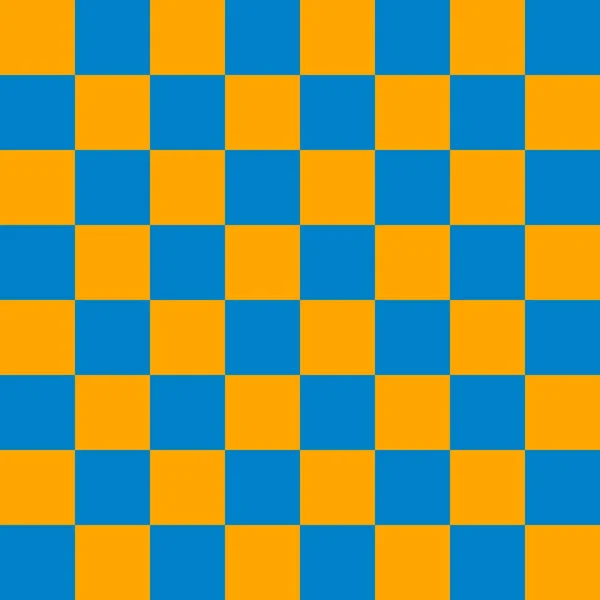 跳板8乘8 棋盘的蓝色和橙色 棋盘棋盘质感正方形图案 可重复纹理 — 图库照片
