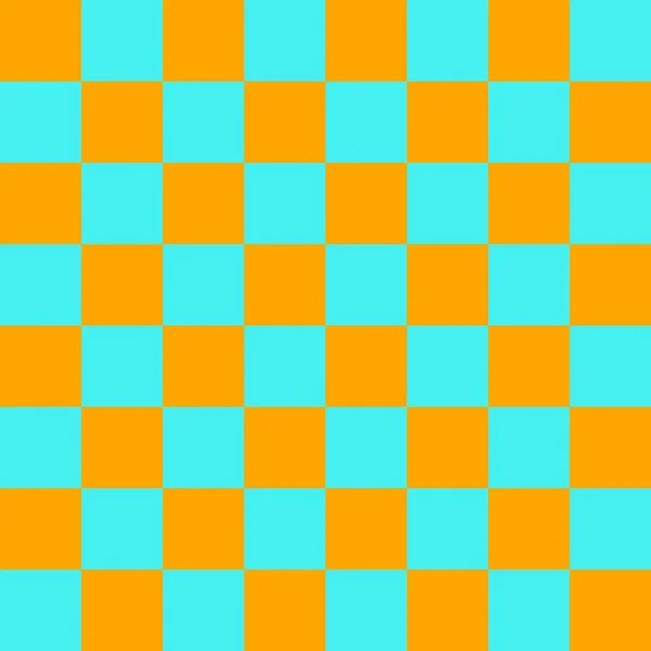 8のチェッカーボード チェックボードのシアンとオレンジの色 チェスボード チェッカーボードのテクスチャ 正方形のパターン 繰り返される質感 — ストック写真
