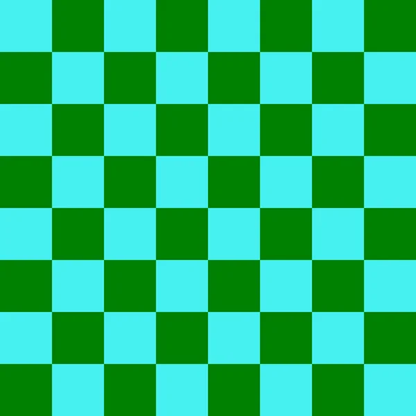 8のチェッカーボード チェッカーボードの緑とシアンの色 チェスボード チェッカーボードのテクスチャ 正方形のパターン 繰り返される質感 — ストック写真