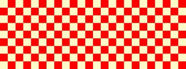 Dama pankartı. Dama tahtasının kırmızı ve bej renkleri. Küçük kareler, küçük hücreler. Satranç tahtası, dama tahtası dokusu. Kare deseni. Geçmişi. Tekrarlanabilir doku.