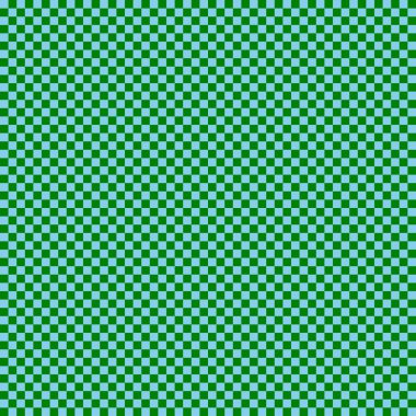 Çok küçük kareli dama tahtası. Dama tahtasının yeşil ve gökyüzü mavi renkleri. Satranç tahtası, dama tahtası dokusu. Kare deseni. Geçmişi. Tekrarlanabilir doku.