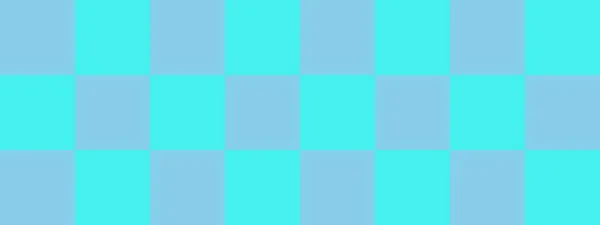 チェッカーボードのバナー チェッカーボードのシアンとスカイブルーの色 大きな正方形 大きな細胞 チェスボード チェッカーボードのテクスチャ 正方形のパターン 繰り返される質感 — ストック写真