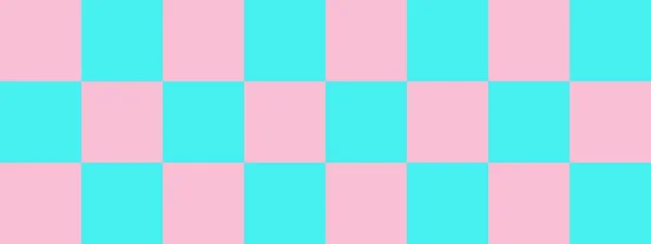 Schaakbordbanner Cyaan Roze Kleuren Van Checkerboard Grote Pleinen Grote Cellen — Stockfoto