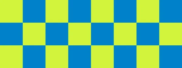 Checkerboard Banner Blue Lime Colors Checkerboard Big Squares Big Cells — Stock Photo, Image