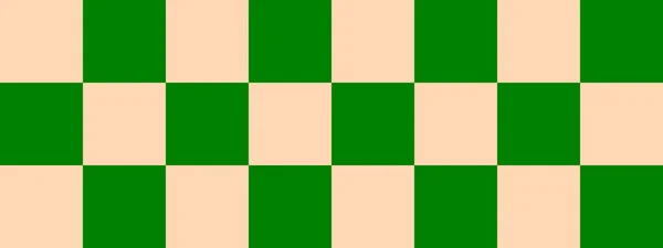 Schaakbordbanner Groene Abrikoos Kleuren Van Checkerboard Grote Pleinen Grote Cellen — Stockfoto