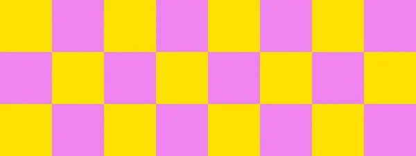 Checkerboard Banner Violet Yellow Colors Checkerboard Big Squares Big Cells — Stock Photo, Image