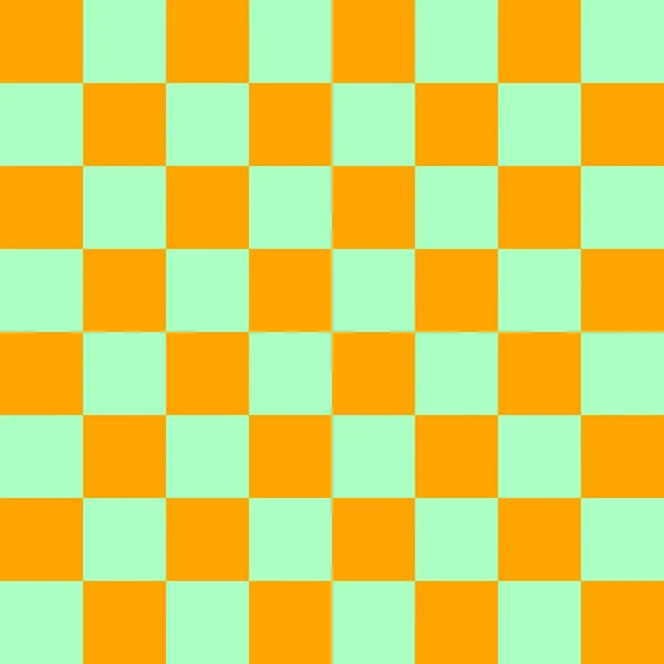 8のチェッカーボード チェックボードのミントとオレンジの色 チェスボード チェッカーボードのテクスチャ 正方形のパターン 繰り返される質感 — ストック写真