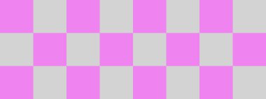 Dama pankartı. Dama tahtasının açık gri ve mor renkleri. Büyük kareler, büyük hücreler. Satranç tahtası, dama tahtası dokusu. Kare deseni. Geçmişi. Tekrarlanabilir doku.