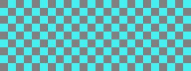 Dama pankartı. Dama tahtasının Cyan ve Gri renkleri. Küçük kareler, küçük hücreler. Satranç tahtası, dama tahtası dokusu. Kare deseni. Geçmişi. Tekrarlanabilir doku.