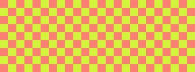 Dama pankartı. Kireç ve somon renginde dama tahtası. Küçük kareler, küçük hücreler. Satranç tahtası, dama tahtası dokusu. Kare deseni. Geçmişi. Tekrarlanabilir doku.