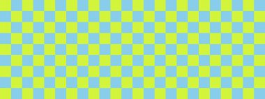 Dama pankartı. Dama tahtasının gök mavisi ve kireç rengi. Küçük kareler, küçük hücreler. Satranç tahtası, dama tahtası dokusu. Kare deseni. Geçmişi. Tekrarlanabilir doku.