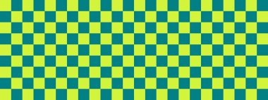 Dama pankartı. Dama tahtasının Teal ve Lime renkleri. Küçük kareler, küçük hücreler. Satranç tahtası, dama tahtası dokusu. Kare deseni. Geçmişi. Tekrarlanabilir doku.