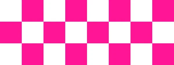 チェッカーボードのバナー チェッカーボードの深いピンクと白の色 大きな正方形 大きな細胞 チェスボード チェッカーボードのテクスチャ 正方形のパターン 繰り返される質感 — ストック写真