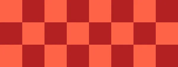 Checkerboard Banner Firebrick Tomato Colors Checkerboard Big Squares Big Cells — Stock Photo, Image