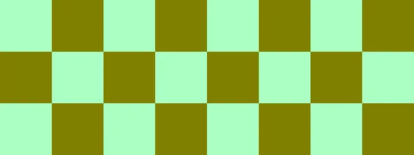 Checkerboard Banner Olive Mint Colors Checkerboard Big Squares Big Cells — Foto Stock