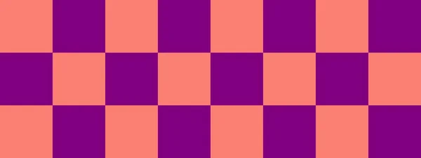 Checkerboardbanderoll Lila Och Lax Färger Checkerboard Stora Rutor Stora Celler — Stockfoto