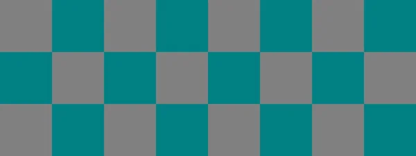 Checkerboard Banner Teal Grey Colors Checkerboard Big Squares Big Cells — Stock Photo, Image