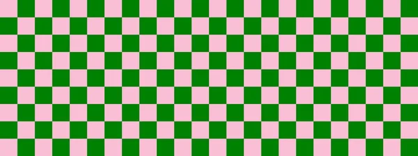 Checkerboard Banner Green Pink Colors Checkerboard Small Squares Small Cells — Stock Photo, Image