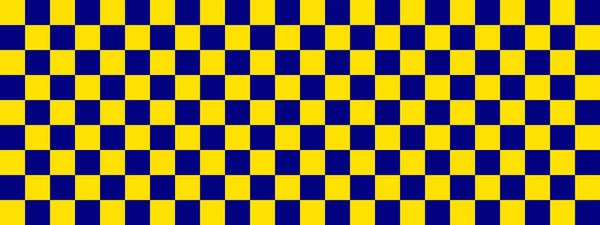 Checkerboard Banner Navy Yellow Colors Checkerboard Small Squares Small Cells — Stock Photo, Image