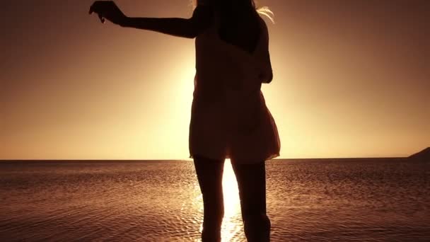 Tramonto Lady silhouette — Video Stock