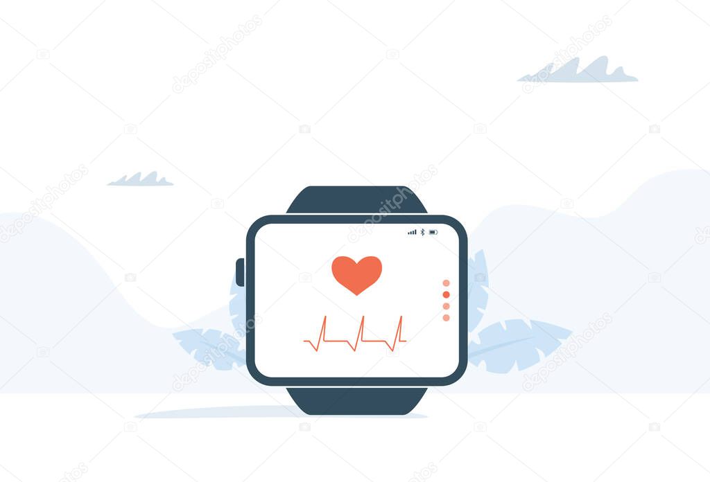 Fitness tracker illustration. Vector image in modern style. Fit concept sport. Pedometer concept on white background