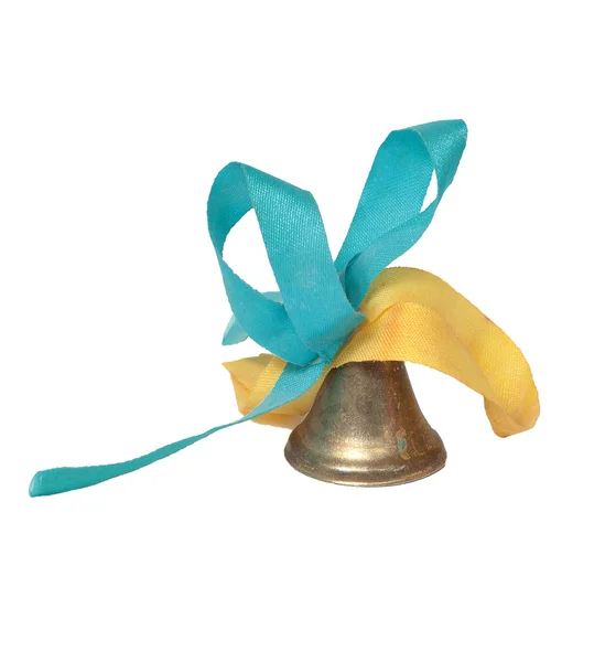Pequeña campana con cinta amarillo-azul —  Fotos de Stock