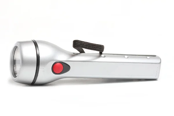 Handheld flashlight gray with hand strap — Stock Photo, Image