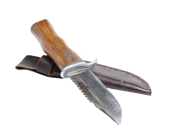 Vieux couteau de chasse avec étui — Photo