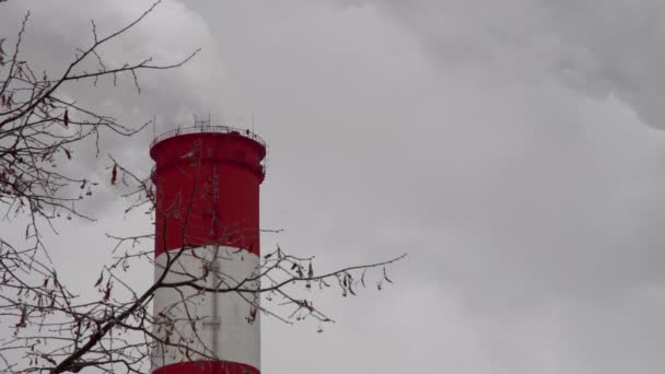 Электростанция Оборудование Электростанций Белый Дым Трубы — стоковое видео