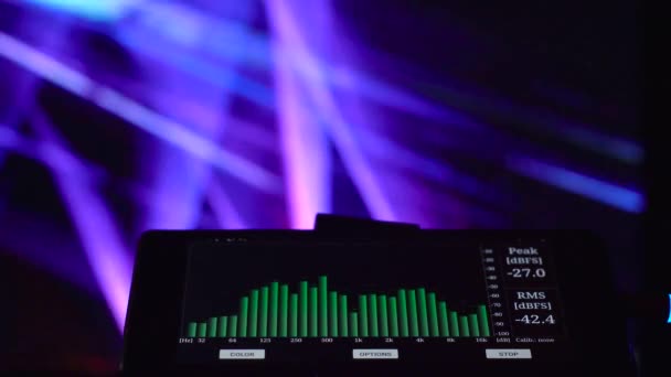 Een Equalizer Uitrusting Voor Show Licht Geluid — Stockvideo