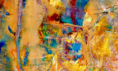 Renkli soyut arka plan duvar kağıdı. Modern motif görsel sanat. Yağlı boya karışımı. Moda el boyama bezi. Duvar dekorasyonu ve duvar resimleri fikri. Üç boyutlu doku. Sanat nesnesi