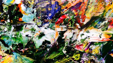 Renkli soyut arka plan duvar kağıdı. Modern motif görsel sanat. Yağlı boya karışımı. Moda el boyama bezi. Duvar dekorasyonu ve duvar resimleri fikri. Üç boyutlu doku. Sanat nesnesi