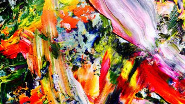 Renkli soyut arka plan duvar kağıdı. Modern motif görsel sanat. Yağlı boya karışımı. Moda el boyama bezi. Duvar dekorasyonu ve duvar resimleri fikri. Üç boyutlu doku. Sanat nesnesi