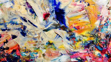 Renkli soyut arka plan duvar kağıdı. Modern motif görsel sanat. Yağlı boya karışımı. Moda el boyama bezi. Duvar dekorasyonu ve duvar resimleri fikri. Üç boyutlu doku. Sanat nesnesi