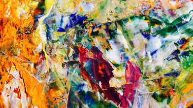 Renkli soyut arka plan duvar kağıdı. Modern motif görsel sanat. Yağlı boya karışımı. Moda el boyama bezi. Duvar dekorasyonu ve duvar resimleri fikri. Üç boyutlu doku. Sanat nesnesi