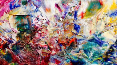 Renkli soyut arka plan duvar kağıdı. Modern motif görsel sanat. Yağlı boya karışımı. Moda el boyama bezi. Duvar dekorasyonu ve duvar resimleri fikri. Üç boyutlu doku. Sanat nesnesi