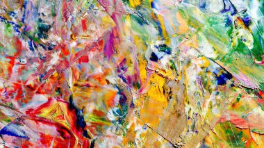 Renkli soyut arka plan duvar kağıdı. Modern motif görsel sanat. Yağlı boya karışımı. Moda el boyama bezi. Duvar dekorasyonu ve duvar resimleri fikri. Üç boyutlu doku. Sanat nesnesi