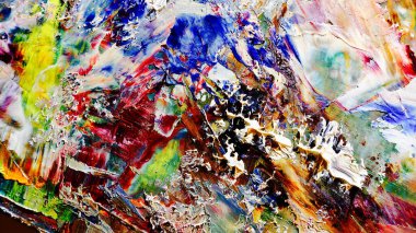 Renkli soyut arka plan duvar kağıdı. Modern motif görsel sanat. Yağlı boya karışımı. Moda el boyama bezi. Duvar dekorasyonu ve duvar resimleri fikri. Üç boyutlu doku. Sanat nesnesi