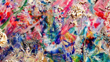 Renkli soyut arka plan duvar kağıdı. Modern motif görsel sanat. Yağlı boya karışımı. Moda el boyama bezi. Duvar dekorasyonu ve duvar resimleri fikri. Üç boyutlu doku. Sanat nesnesi