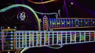 Duvar kağıdı. Renkli neon arkaplan. Neon ışığı gitarı