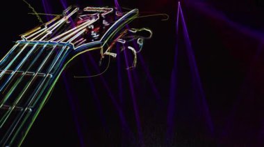 Duvar kağıdı. Renkli neon arkaplan. Neon ışığı gitarı