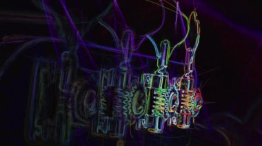 Duvar kağıdı. Renkli neon arkaplan. Neon ışığı gitarı