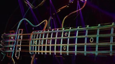 Duvar kağıdı. Renkli neon arkaplan. Neon ışığı gitarı