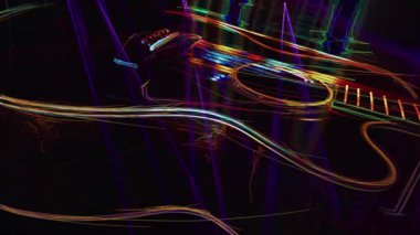 Duvar kağıdı. Renkli neon arkaplan. Neon ışığı gitarı