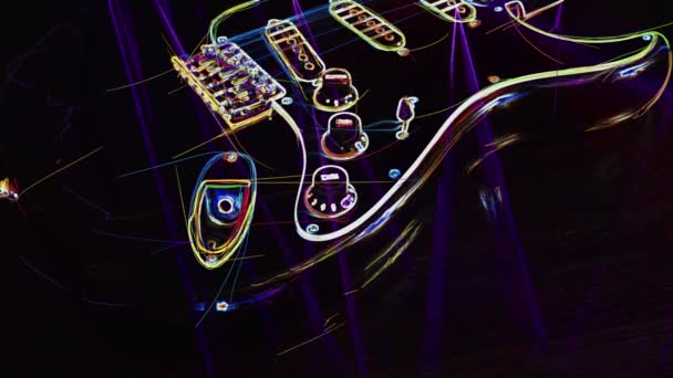 Tapeta Kolor Neonowego Tła Neonowa Gitara Lekka — Wideo stockowe