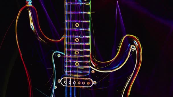 Tapeta Pozadí Barevného Neonu Neonová Světelná Kytara — Stock video