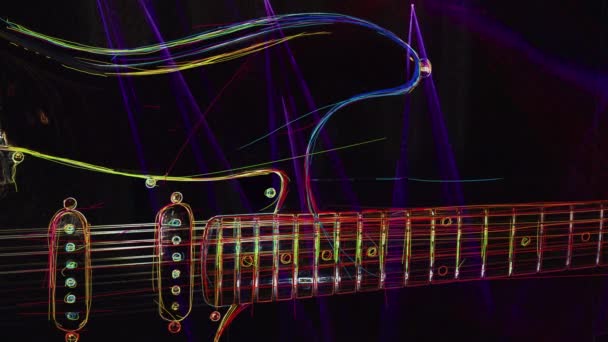 Wallpaper Color Neon Background Neon Light Guitar — Stock Video